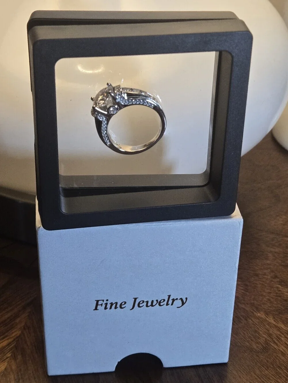 S925 Silver Inlaid with 3Ct Moissanite Ring 18K Gold Plated Size 8